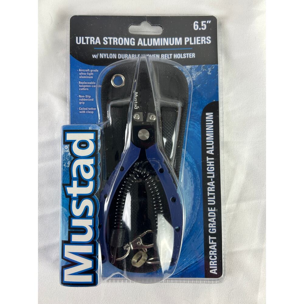 Mustad 6.5 Aluminum Fishing Pliers MT033 Holster New Sealed